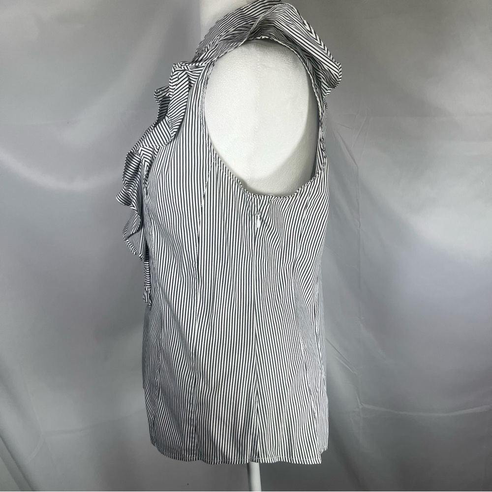 Express Striped Ruffle Sleeveless Top Gray & White Stripes Size Large - Picture 6 of 8